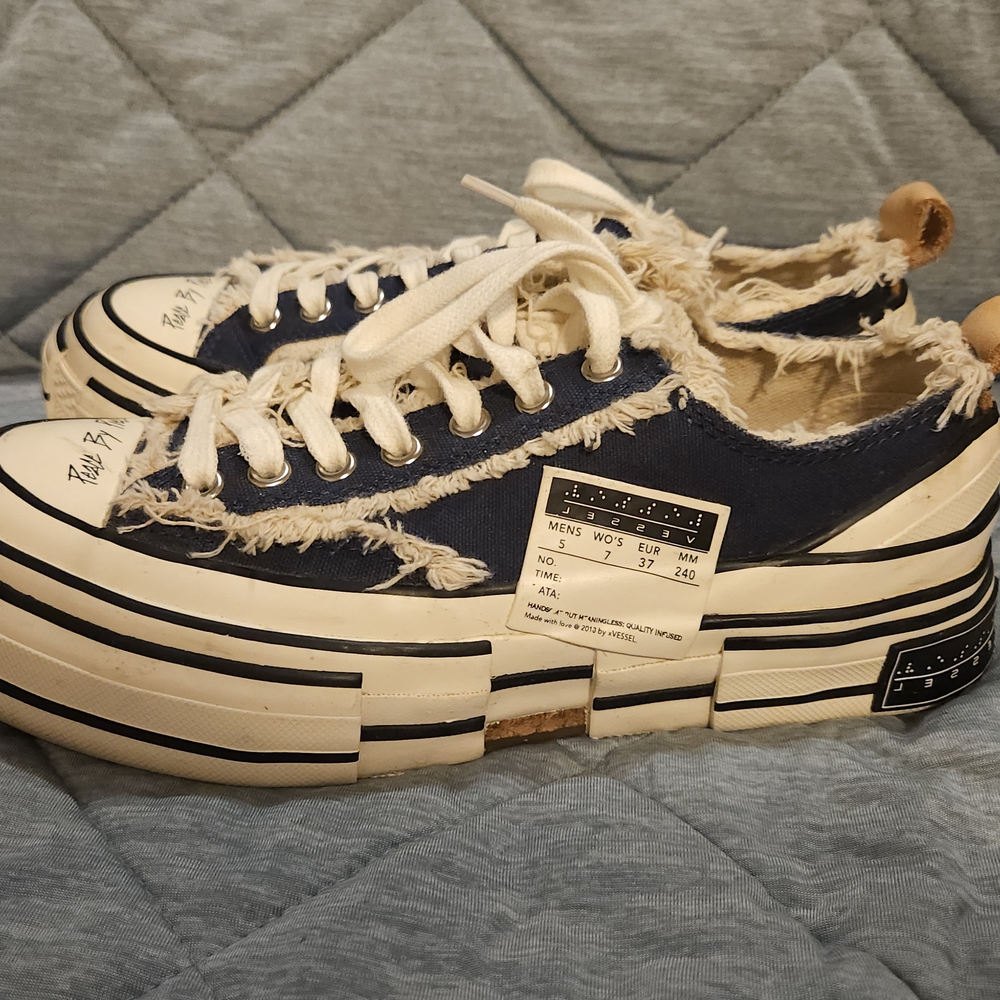 Navy and White Platform Sneakers
